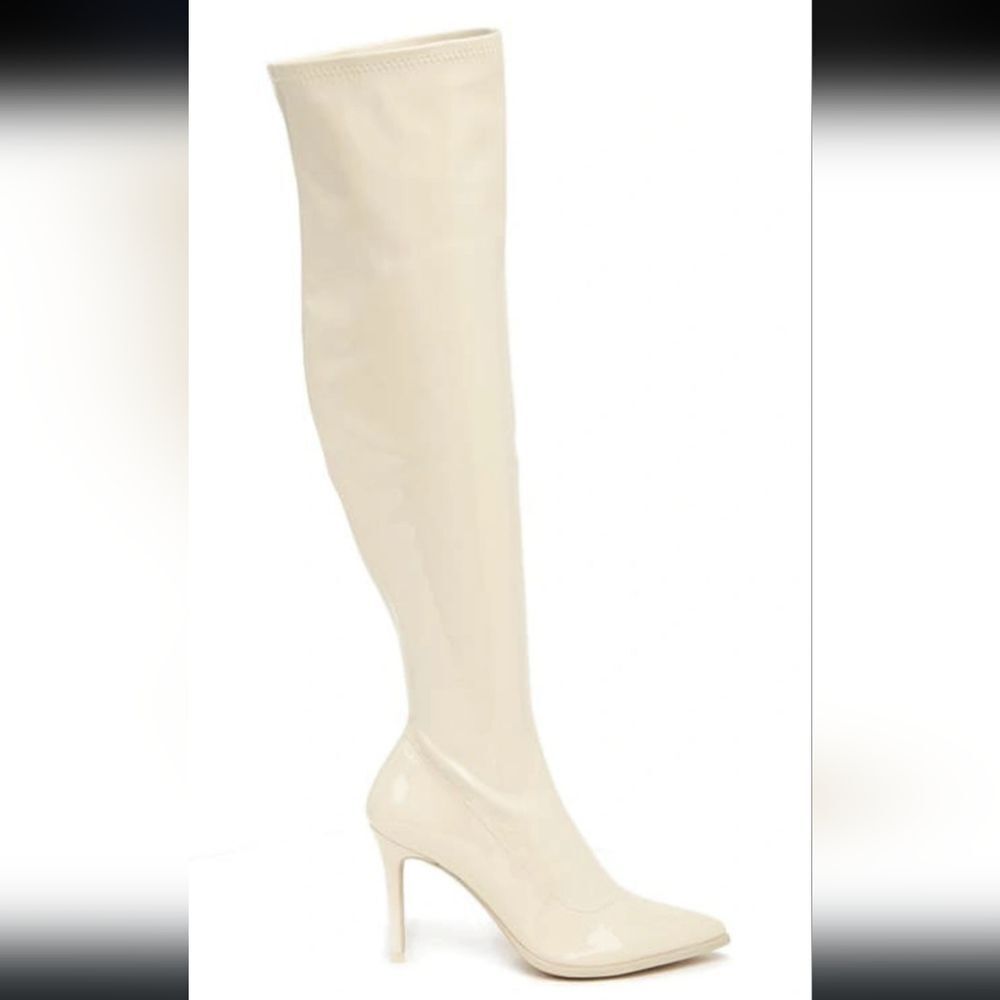 New STEVE MADDEN Stiles Tall Boot (Women) shiny off white size 5